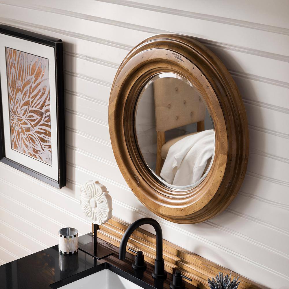 James Martin Vanities Malibu 26" Circular Wall Mirror in Honey Alder - Image 4