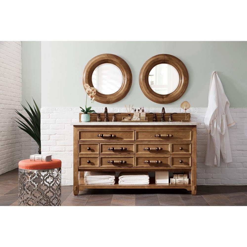 James Martin Vanities Malibu 26" Circular Wall Mirror in Honey Alder - Image 6