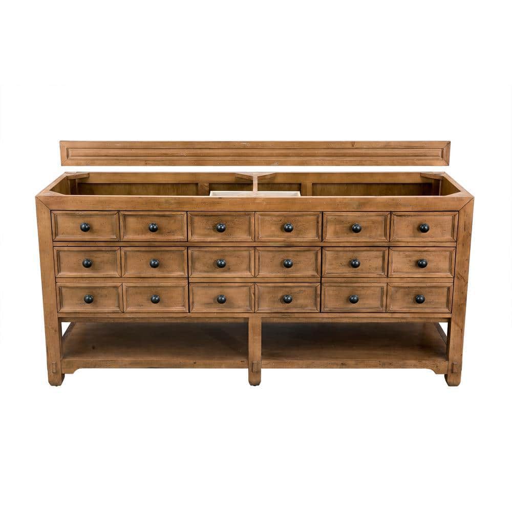 James Martin Vanities Malibu 72" Double Bath Vanity in Honey Alder with Arctic Fall Top - Image 5