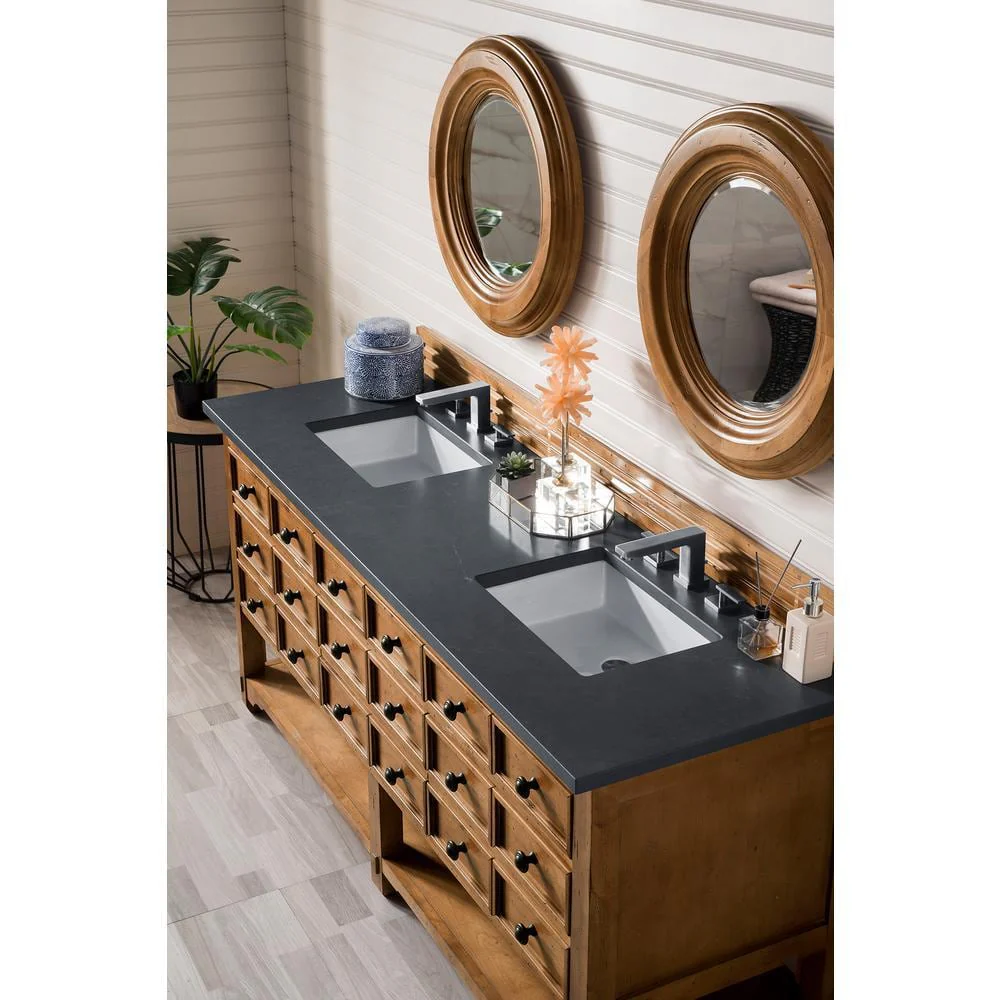James Martin Vanities Malibu 72" Double Bath Vanity in Honey Alder with Charcoal Soapstone Quartz Top - Image 2