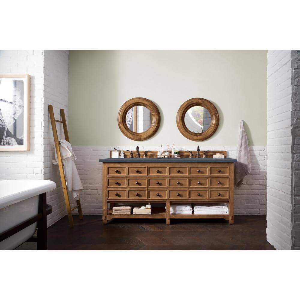 James Martin Vanities Malibu 72" Double Bath Vanity in Honey Alder with Charcoal Soapstone Quartz Top - Image 4