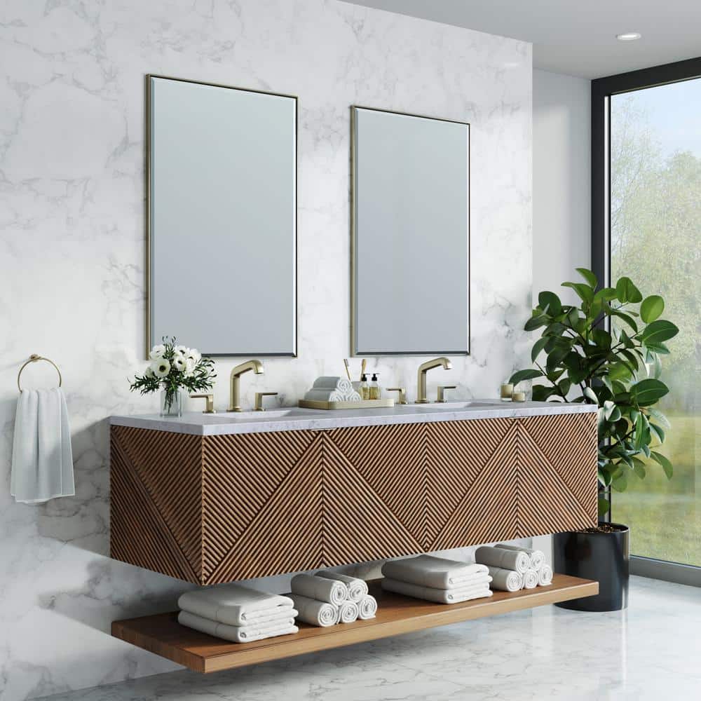 James Martin Vanities Marcello 72" Chestnut Bathroom Vanity with Carrara Marble Top - Image 2