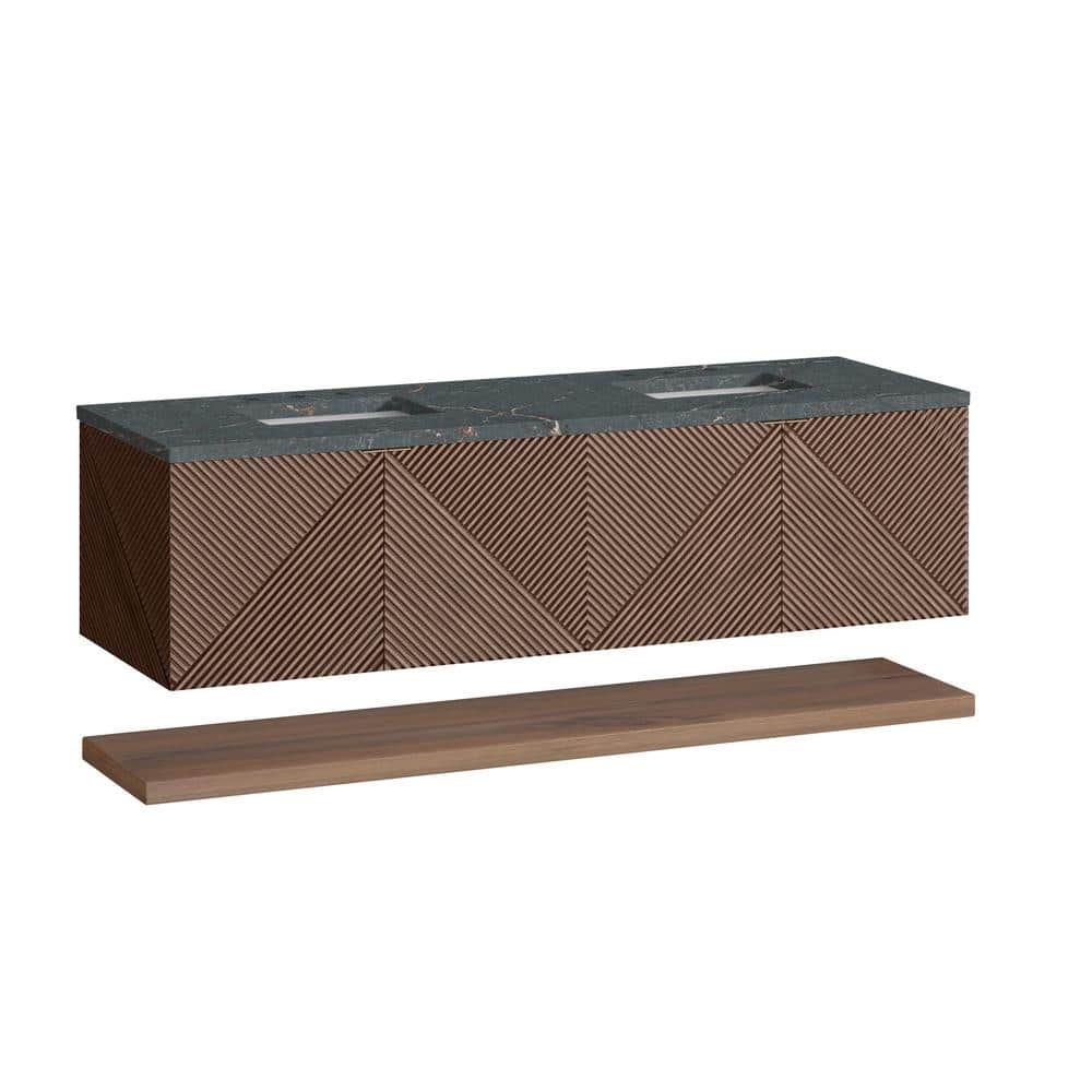 James Martin Vanities Marcello 72" Chestnut Bathroom Vanity with Parisien Bleu Quartz Top - Image 4