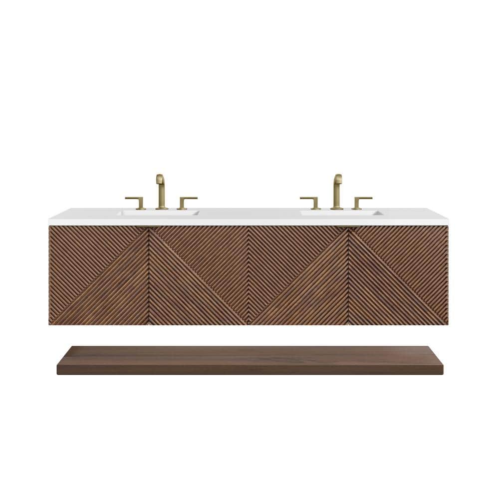 James Martin Vanities Marcello 72" Chestnut Bathroom Vanity with Quartz Top - Image 2
