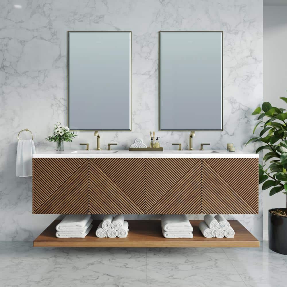 James Martin Vanities Marcello 72" Chestnut Bathroom Vanity with Quartz Top - Image 3