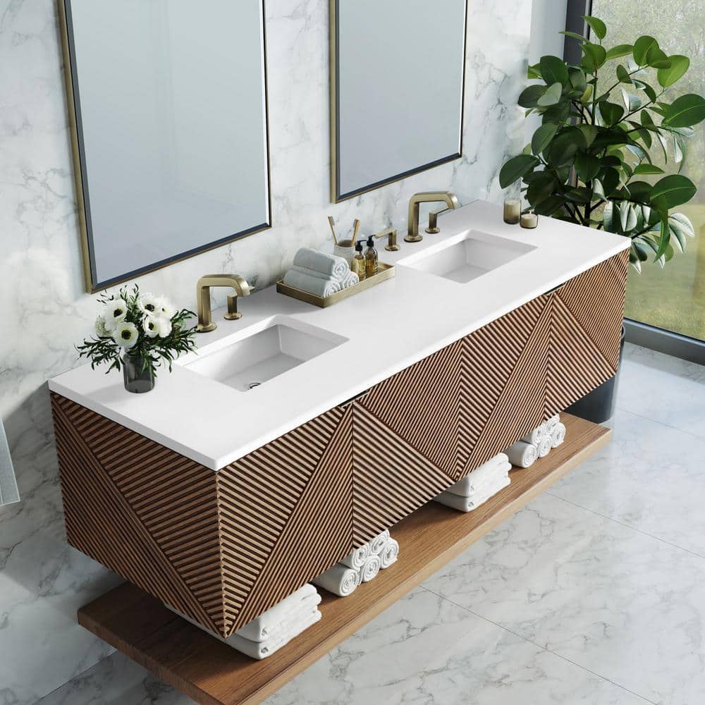 James Martin Vanities Marcello 72" Chestnut Bathroom Vanity with Quartz Top - Image 5