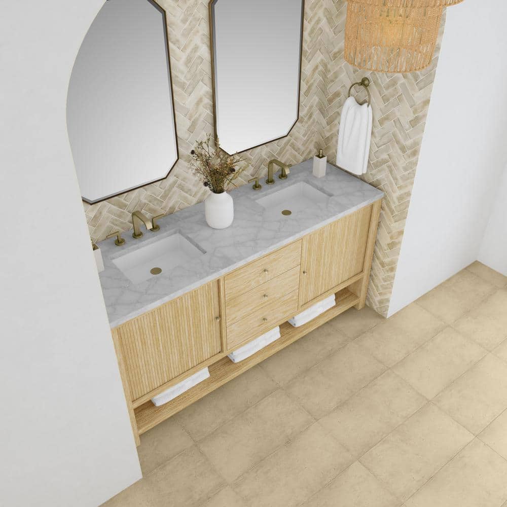James Martin Vanities Marigot 72" Double Bath Vanity in Sunwashed Oak with Quartz Top - Image 5