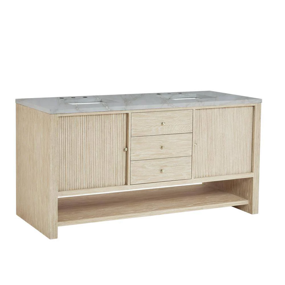 James Martin Vanities Marigot 72" Double Bath Vanity in Sunwashed Oak with Quartz Top - Image 6