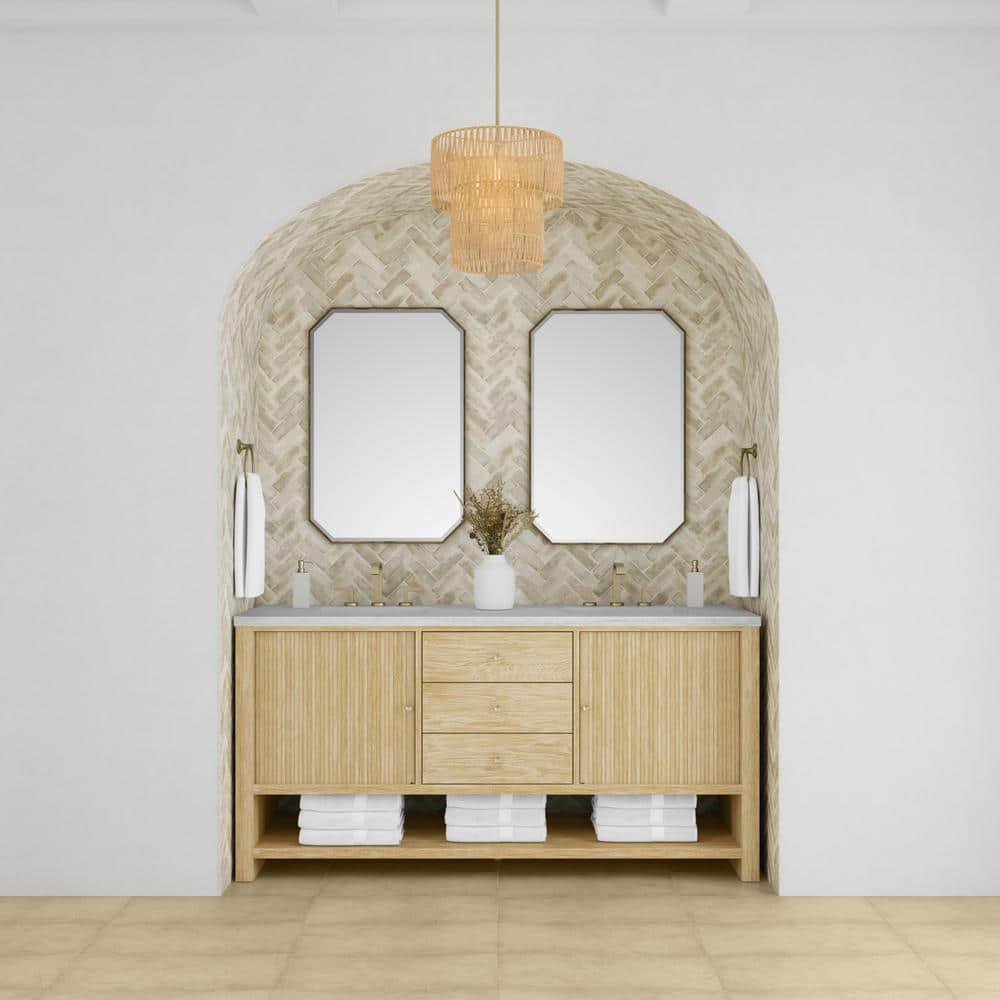 James Martin Vanities Marigot 72" Double Bathroom Vanity in Sunwashed Oak with Arctic Fall Top - Image 2