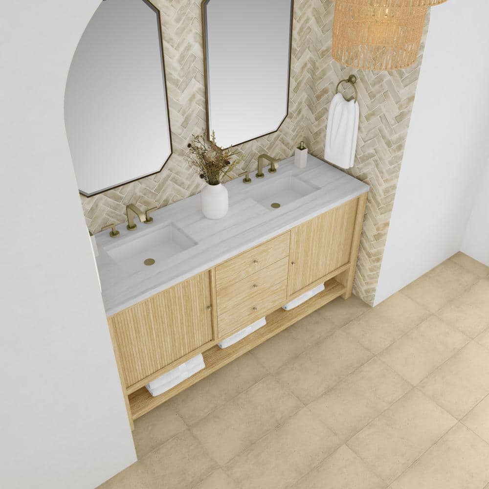 James Martin Vanities Marigot 72" Double Bathroom Vanity in Sunwashed Oak with Arctic Fall Top - Image 5