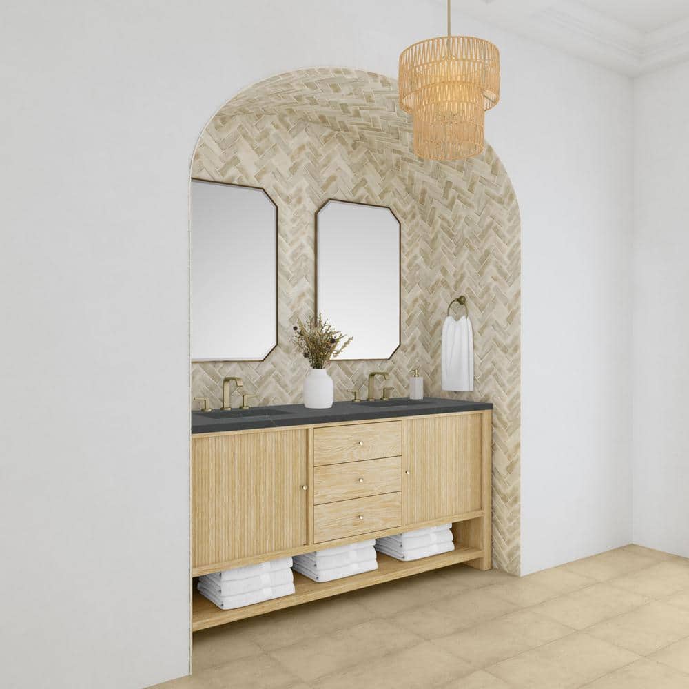James Martin Vanities Marigot 72" Double Bathroom Vanity in Sunwashed Oak with Charcoal Soapstone Quartz Top - Image 3