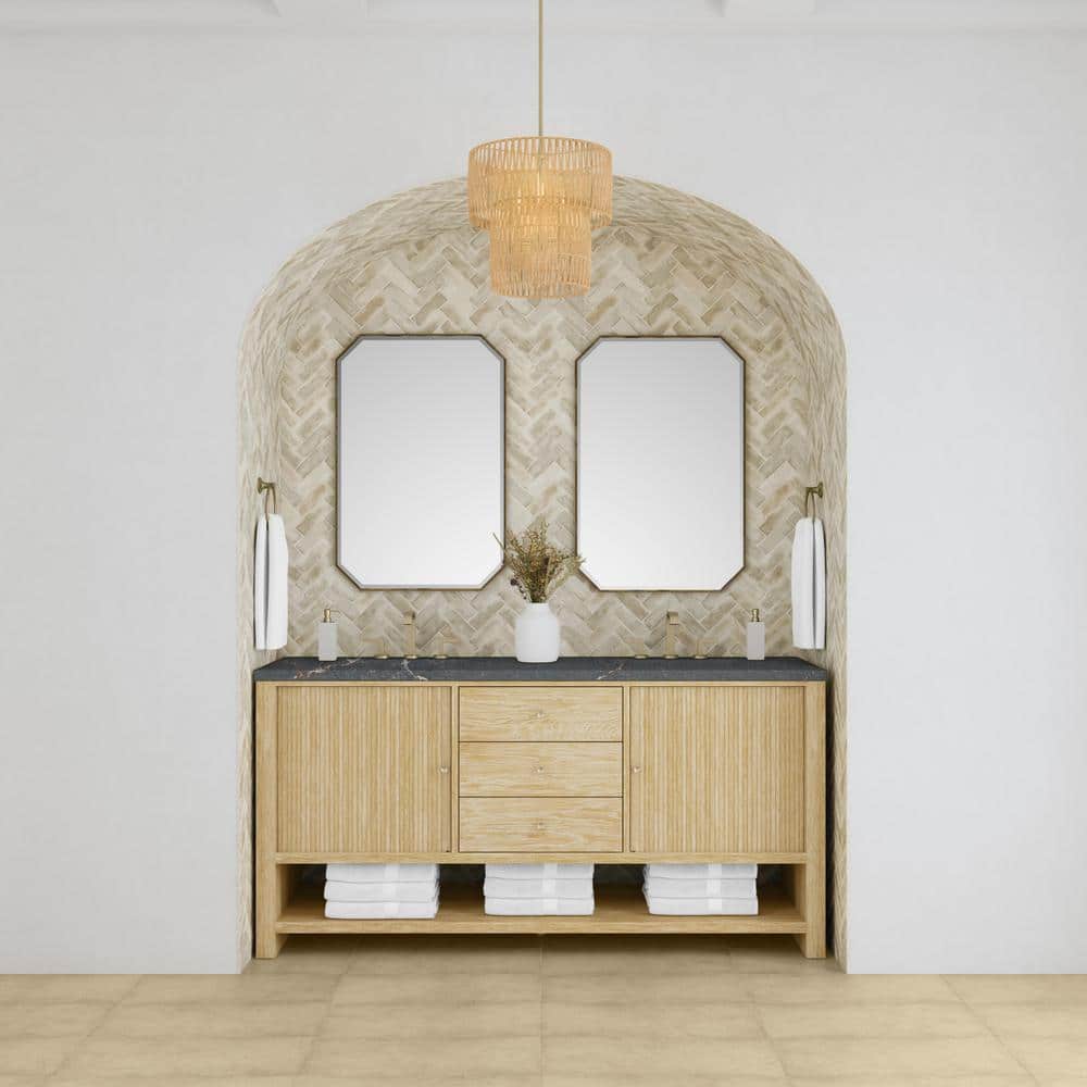 James Martin Vanities Marigot 72" Double Bathroom Vanity in Sunwashed Oak with Quartz Top - Image 2