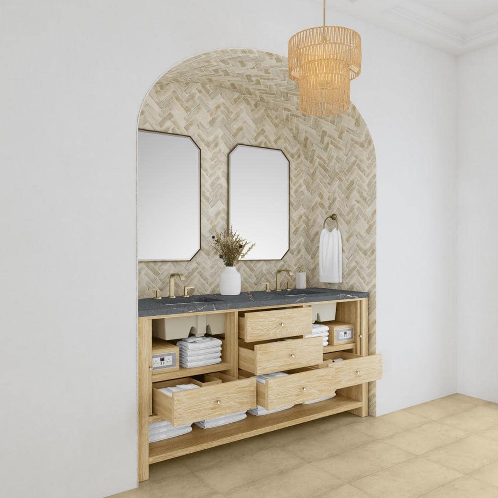 James Martin Vanities Marigot 72" Double Bathroom Vanity in Sunwashed Oak with Quartz Top - Image 4