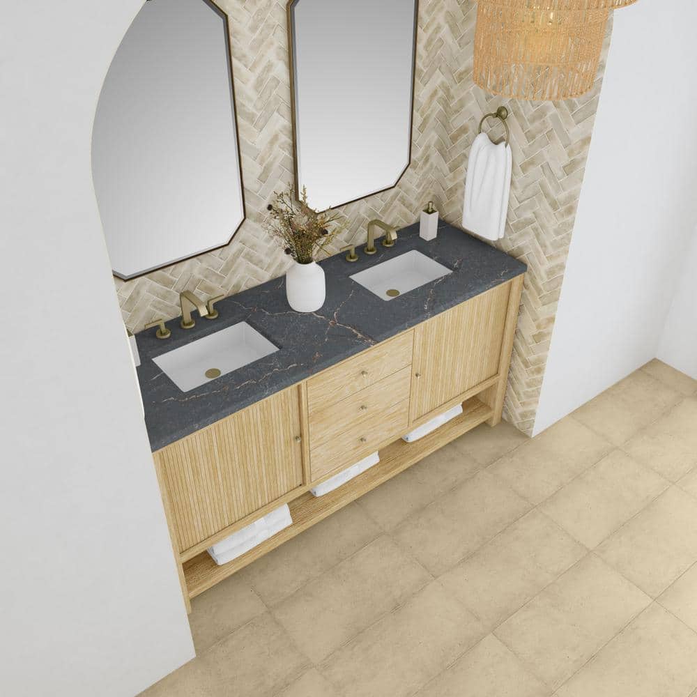 James Martin Vanities Marigot 72" Double Bathroom Vanity in Sunwashed Oak with Quartz Top - Image 5