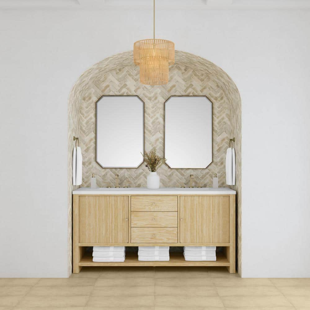 James Martin Vanities Marigot 72" Double Bathroom Vanity in Sunwashed Oak with Quartz Top - Image 2