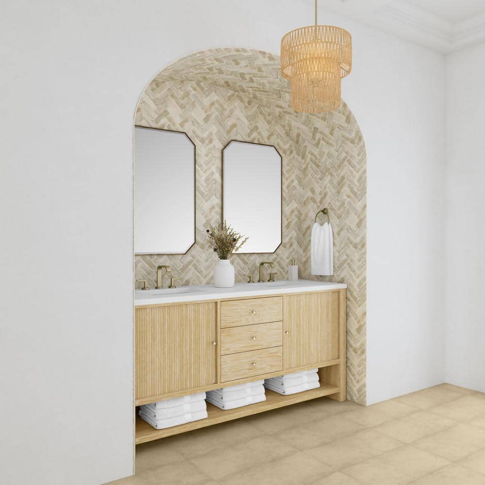 James Martin Vanities Marigot 72" Double Bathroom Vanity in Sunwashed Oak with Quartz Top - Image 3