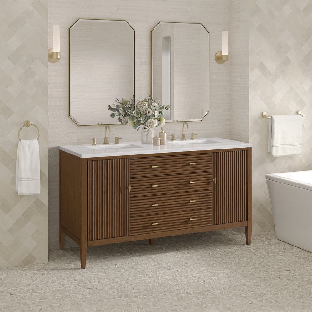 James Martin Vanities Myrrin 60" Double Bath Vanity Cabinet in Mid-Century Walnut - Image 2
