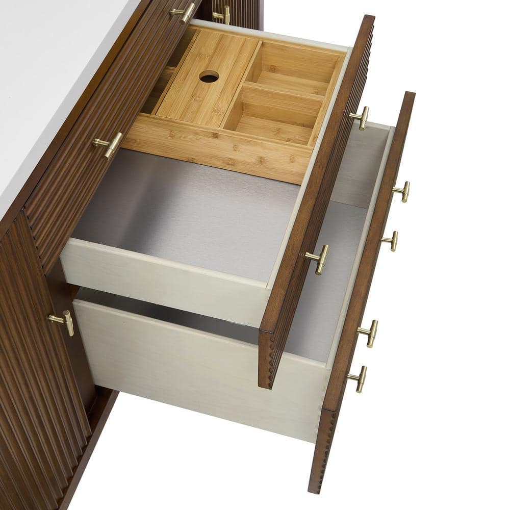 James Martin Vanities Myrrin 60" Double Bath Vanity Cabinet in Mid-Century Walnut - Image 4