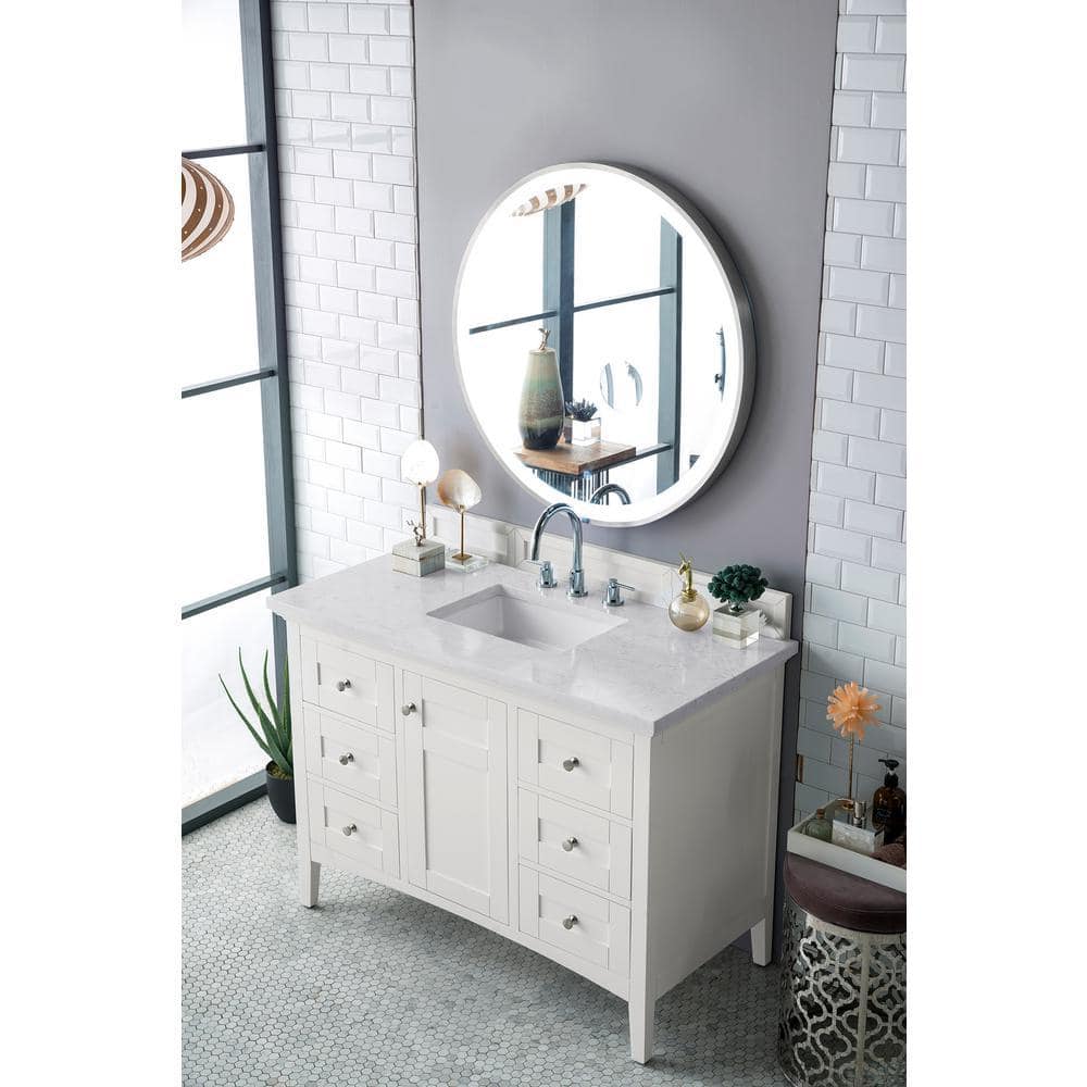 James Martin Vanities Palisades 48" Single Bath Vanity in Bright White with Quartz Top - Image 2
