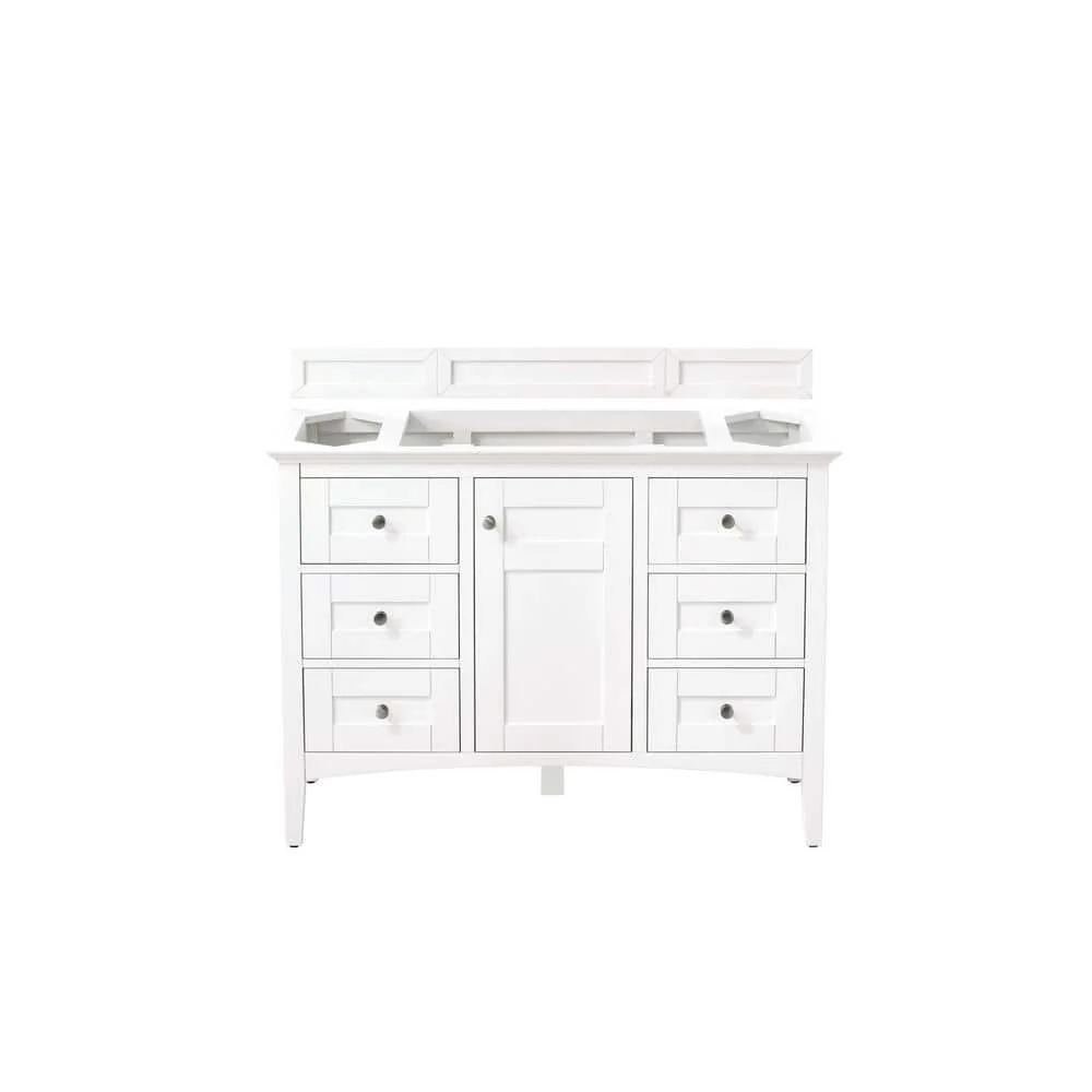 James Martin Vanities Palisades 48" Single Bath Vanity in Bright White with Quartz Top - Image 4