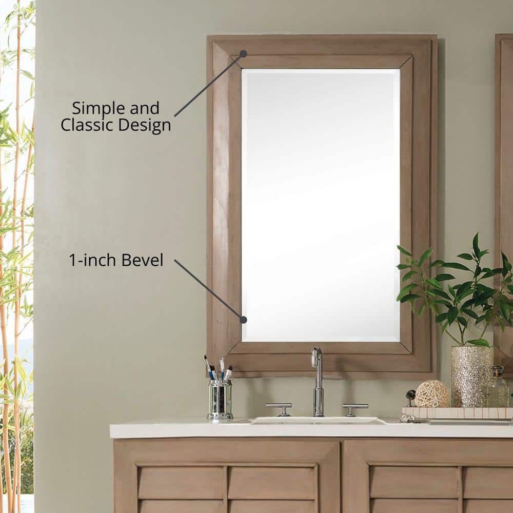 James Martin Vanities Portland 30.4" x 42" Whitewashed Walnut Rectangular Wall Mirror - Image 3