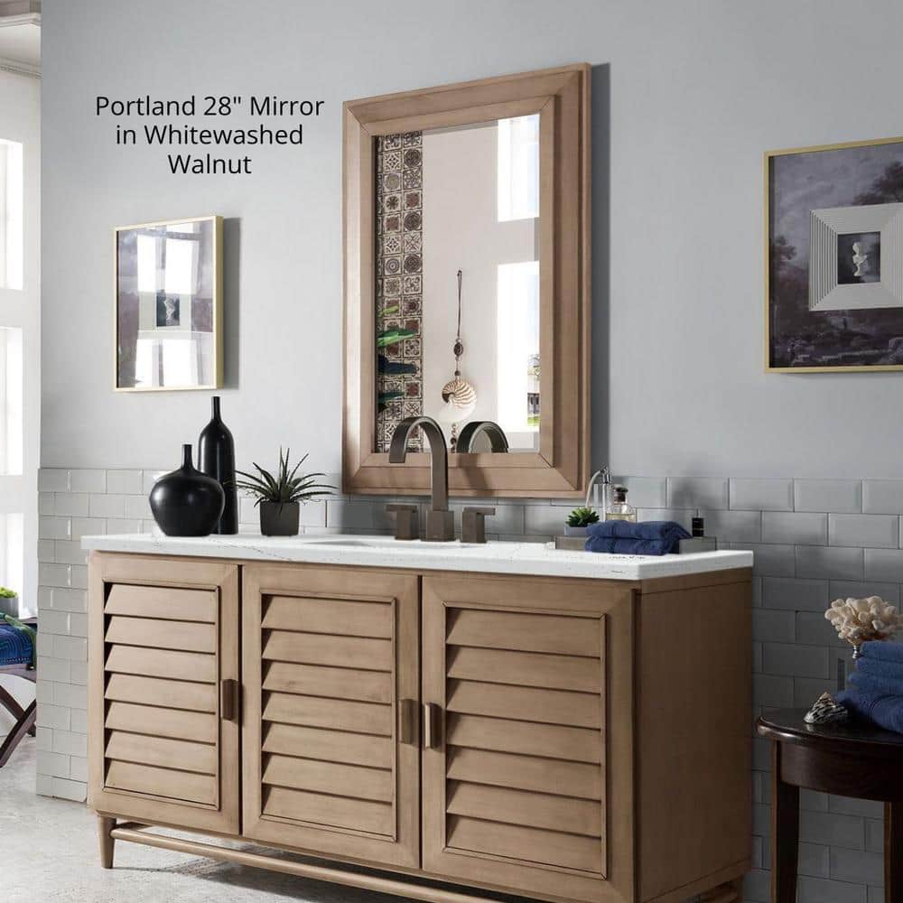 James Martin Vanities Portland 30.4" x 42" Whitewashed Walnut Rectangular Wall Mirror - Image 4