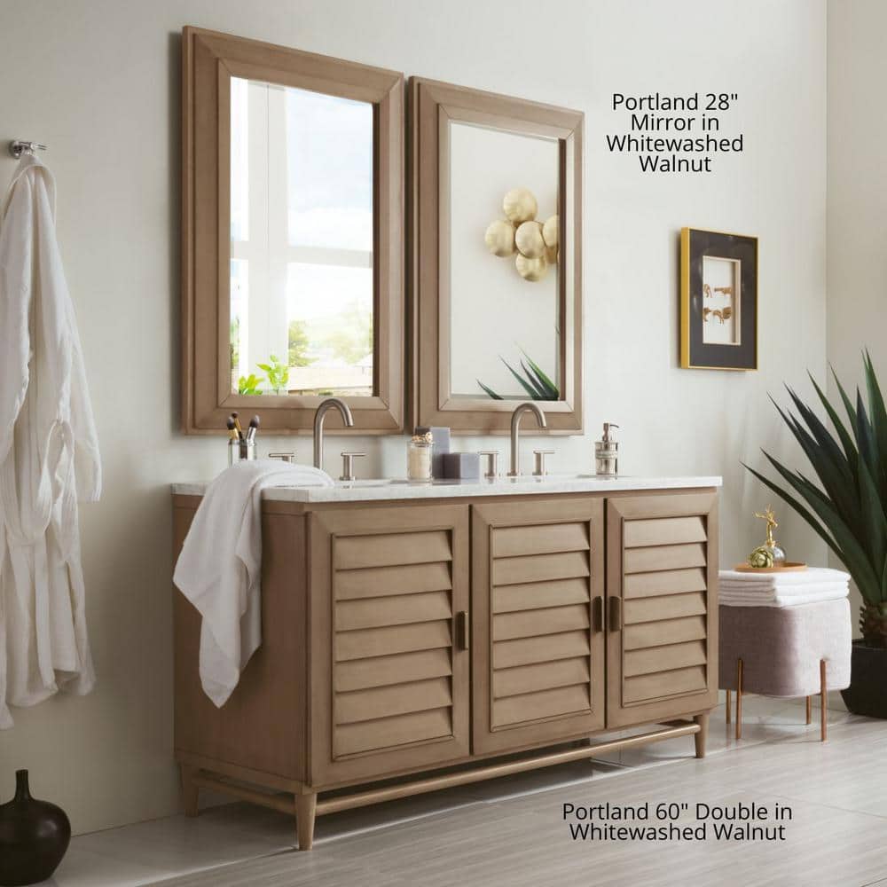 James Martin Vanities Portland 30.4" x 42" Whitewashed Walnut Rectangular Wall Mirror - Image 5