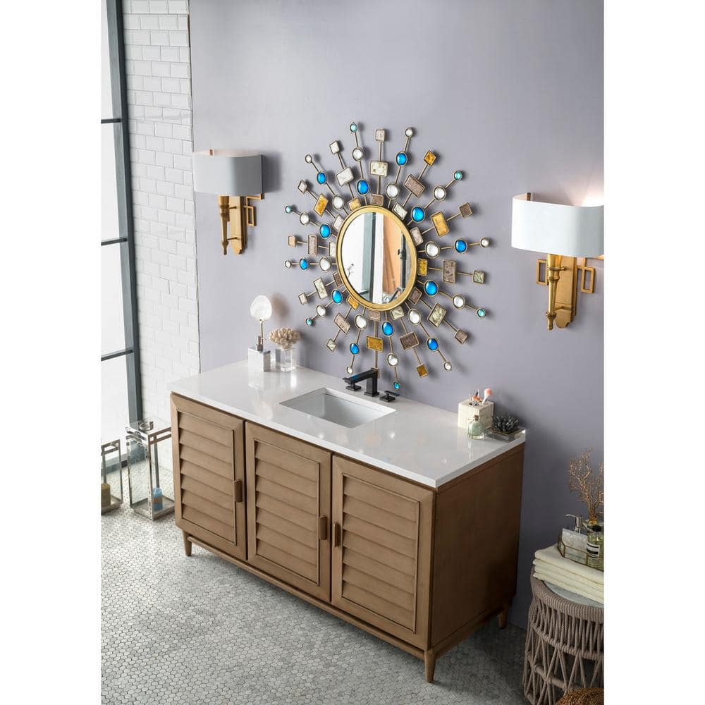 James Martin Vanities Portland 60" Bathroom Vanity in Whitewashed Walnut with Quartz Top - Image 3
