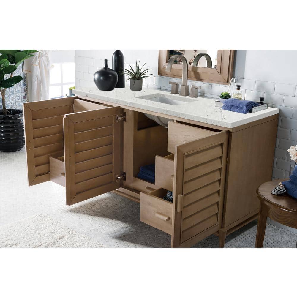 James Martin Vanities Portland 60" Single Vanity in Whitewashed Walnut with Quartz Top - Image 3