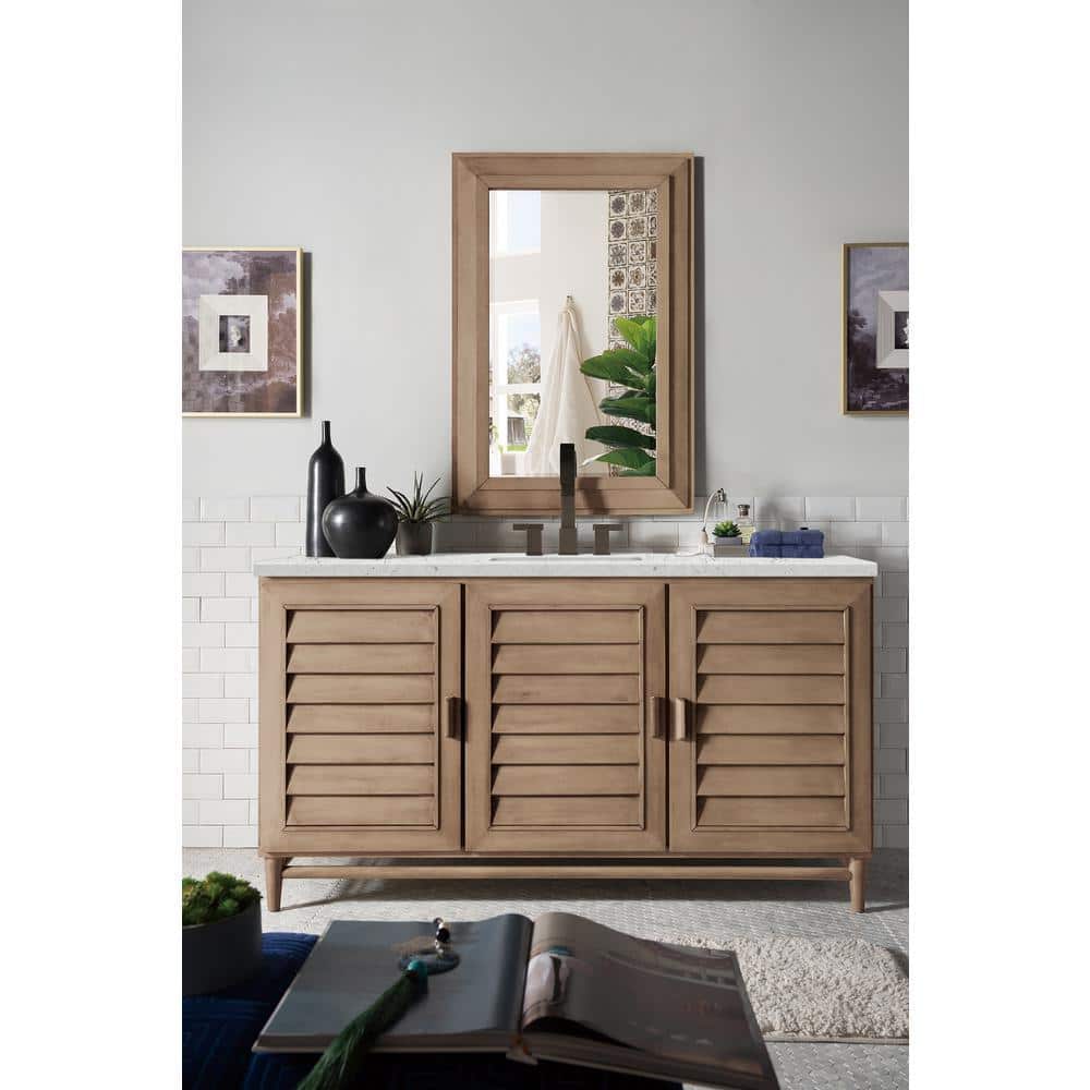 James Martin Vanities Portland 60" Single Vanity in Whitewashed Walnut with Quartz Top - Image 4
