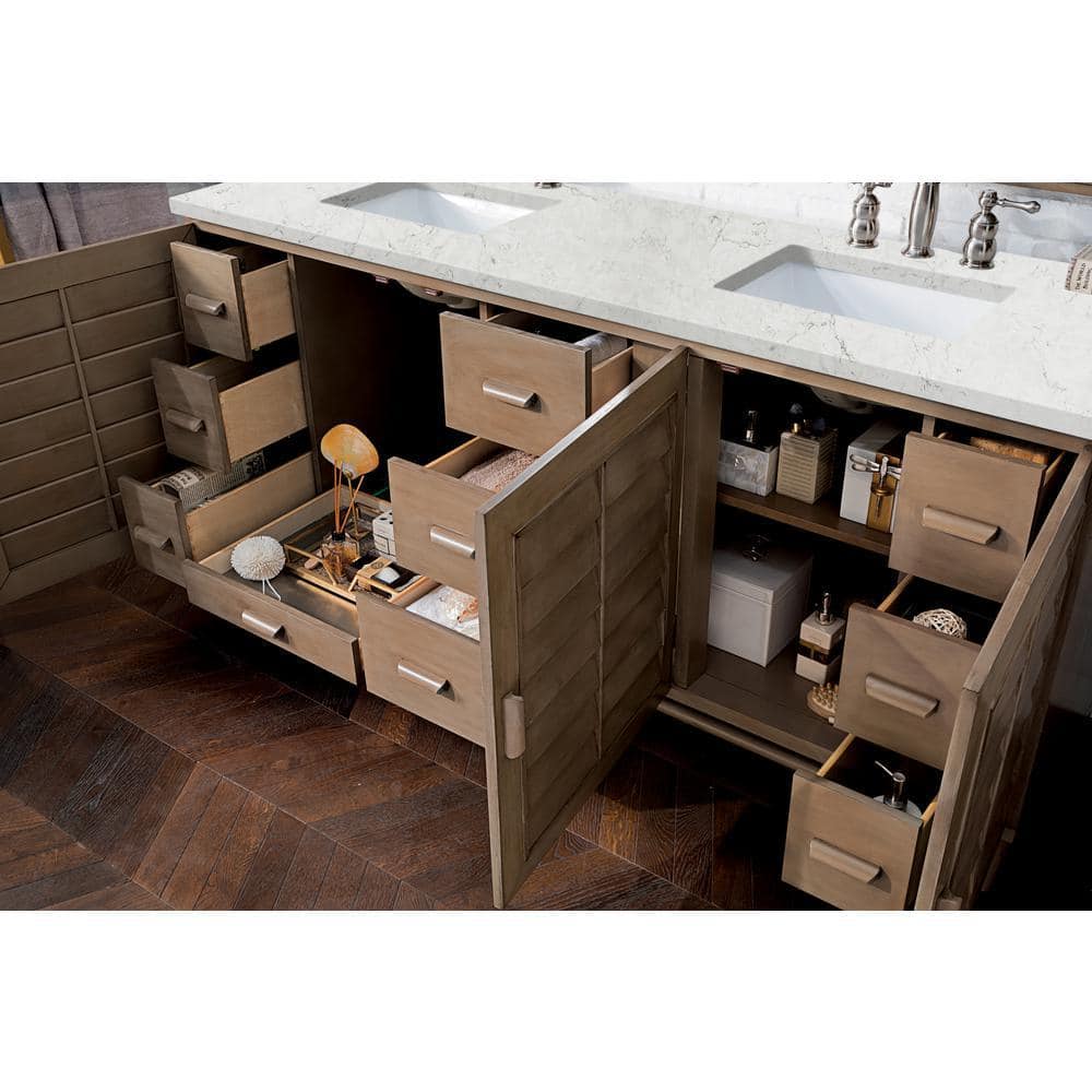 James Martin Vanities Portland 72" Double Vanity in Whitewashed Walnut with Quartz Top - Image 4
