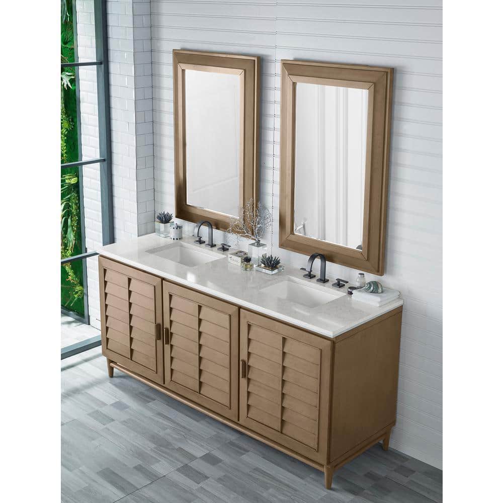 James Martin Vanities Portland 72" Double Vanity in Whitewashed Walnut with Quartz Top - Image 2
