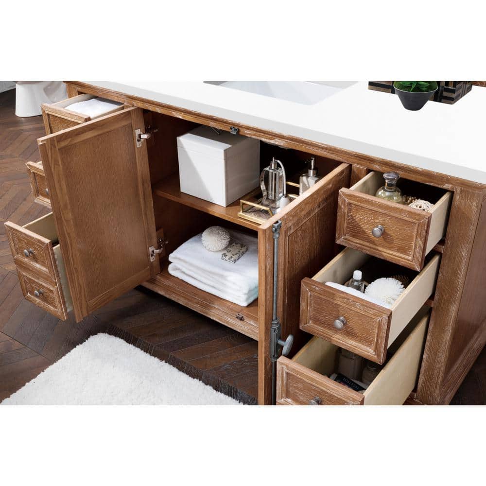 James Martin Vanities Providence 60" Driftwood Bathroom Vanity with Quartz Top - Image 4