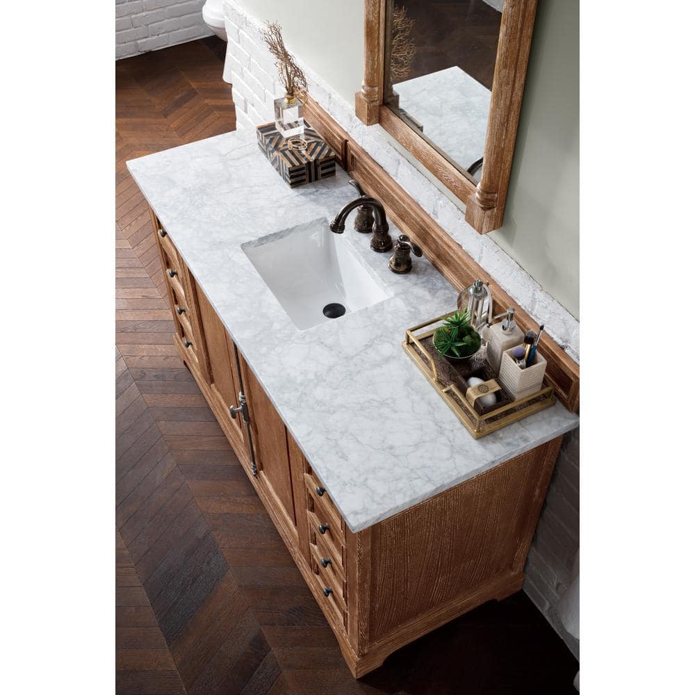 James Martin Vanities Providence 60" Driftwood Vanity with Carrara Marble Top - Image 2