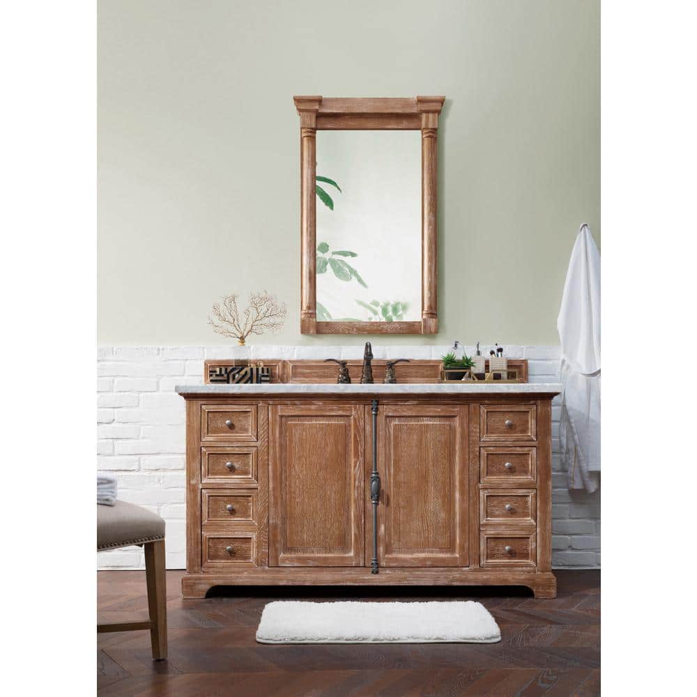 James Martin Vanities Providence 60" Driftwood Vanity with Carrara Marble Top - Image 3