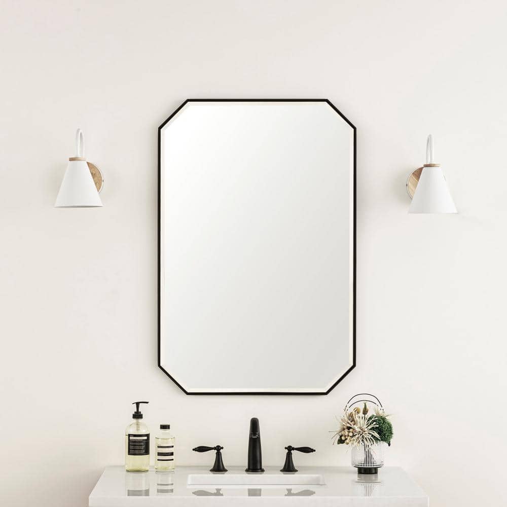 James Martin Vanities Rohe 24" x 36" Matte Black Bathroom Vanity Mirror - Image 4