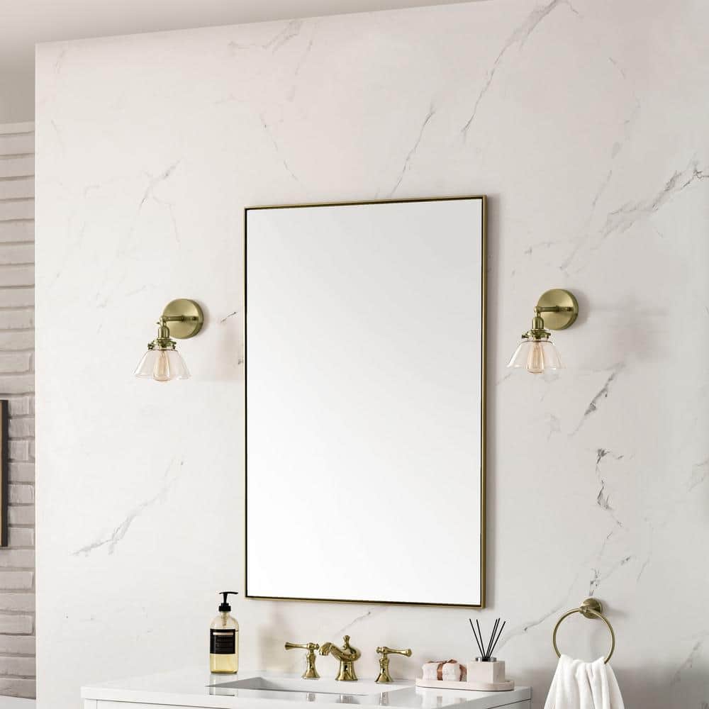 James Martin Vanities Rohe 26" x 40" Rectangular Bathroom Vanity Mirror, Champagne Brass - Image 6