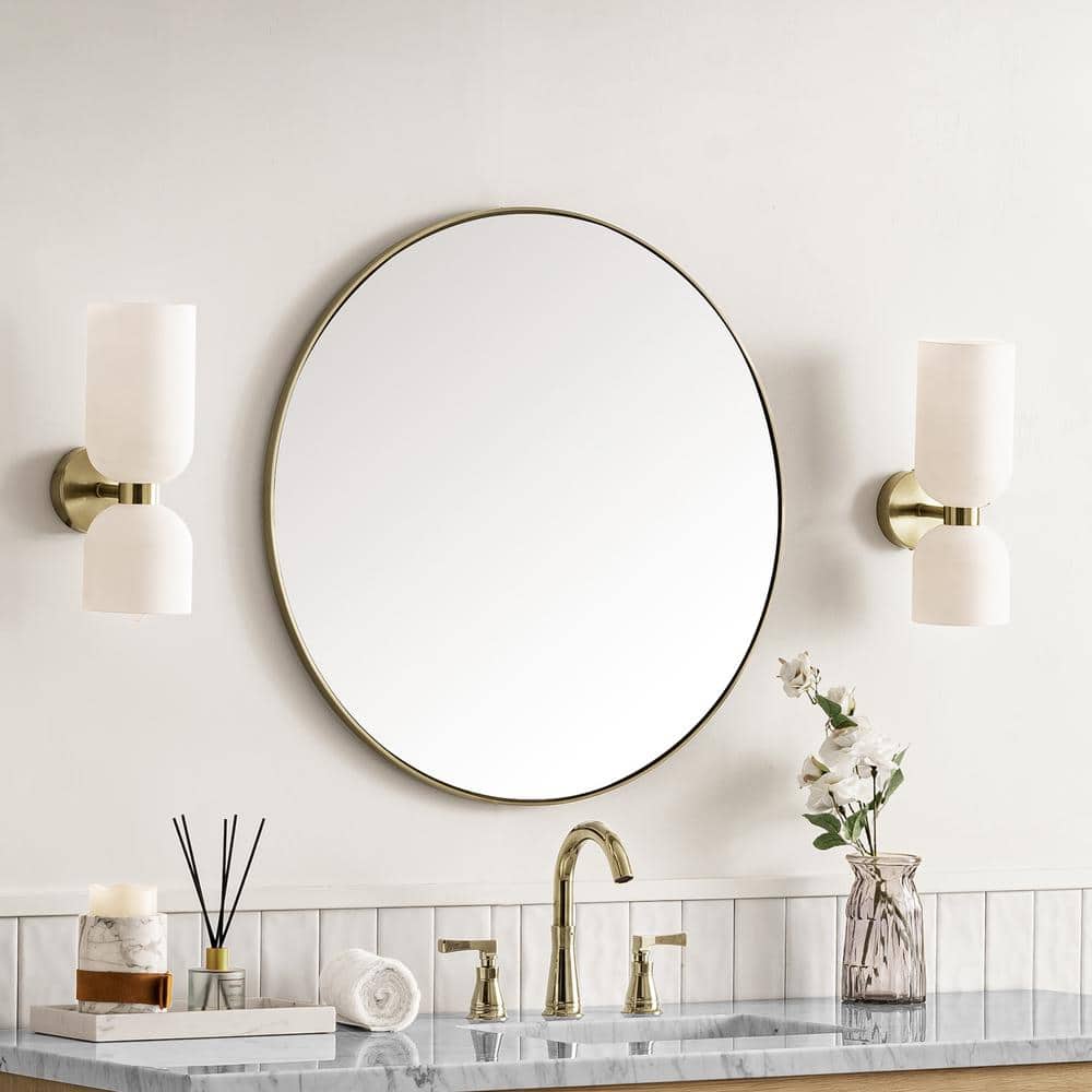James Martin Vanities Rohe 30" Rectangular Bathroom Mirror, Champagne Brass - Image 8