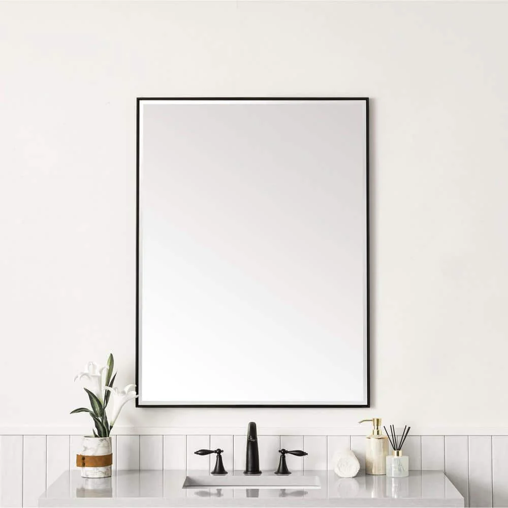 James Martin Vanities Rohe 30" x 40" Matte Black Rectangular Vanity Mirror - Image 4