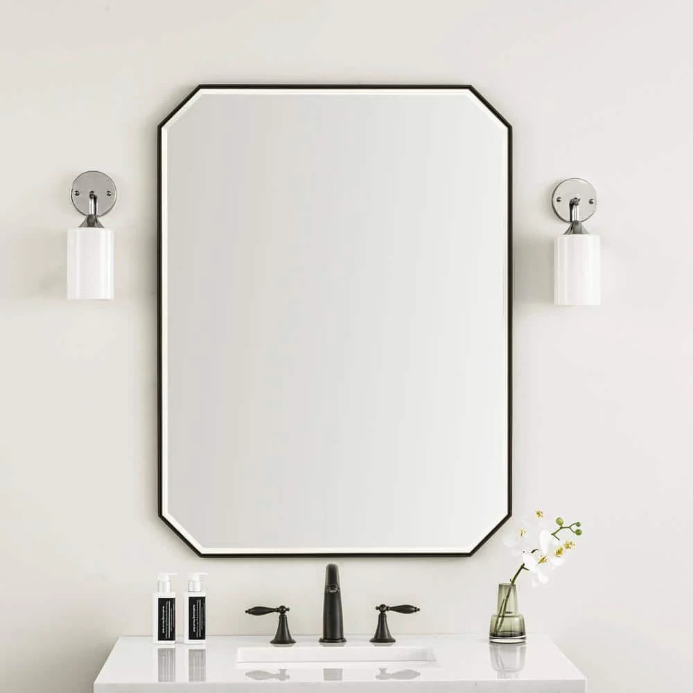 James Martin Vanities Rohe 30x40 Matte Black Rectangular Bathroom Vanity Mirror - Image 4