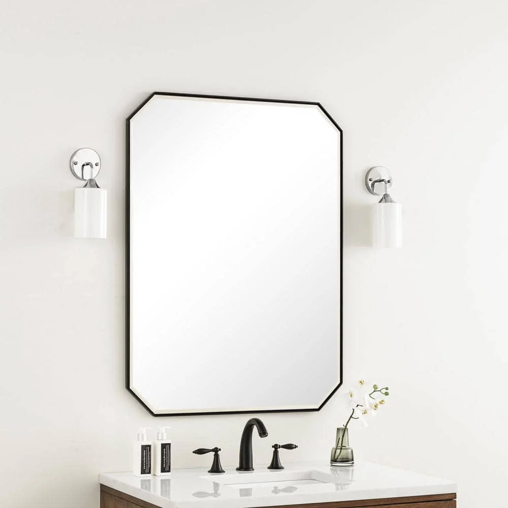 James Martin Vanities Rohe 30x40 Matte Black Rectangular Bathroom Vanity Mirror - Image 5