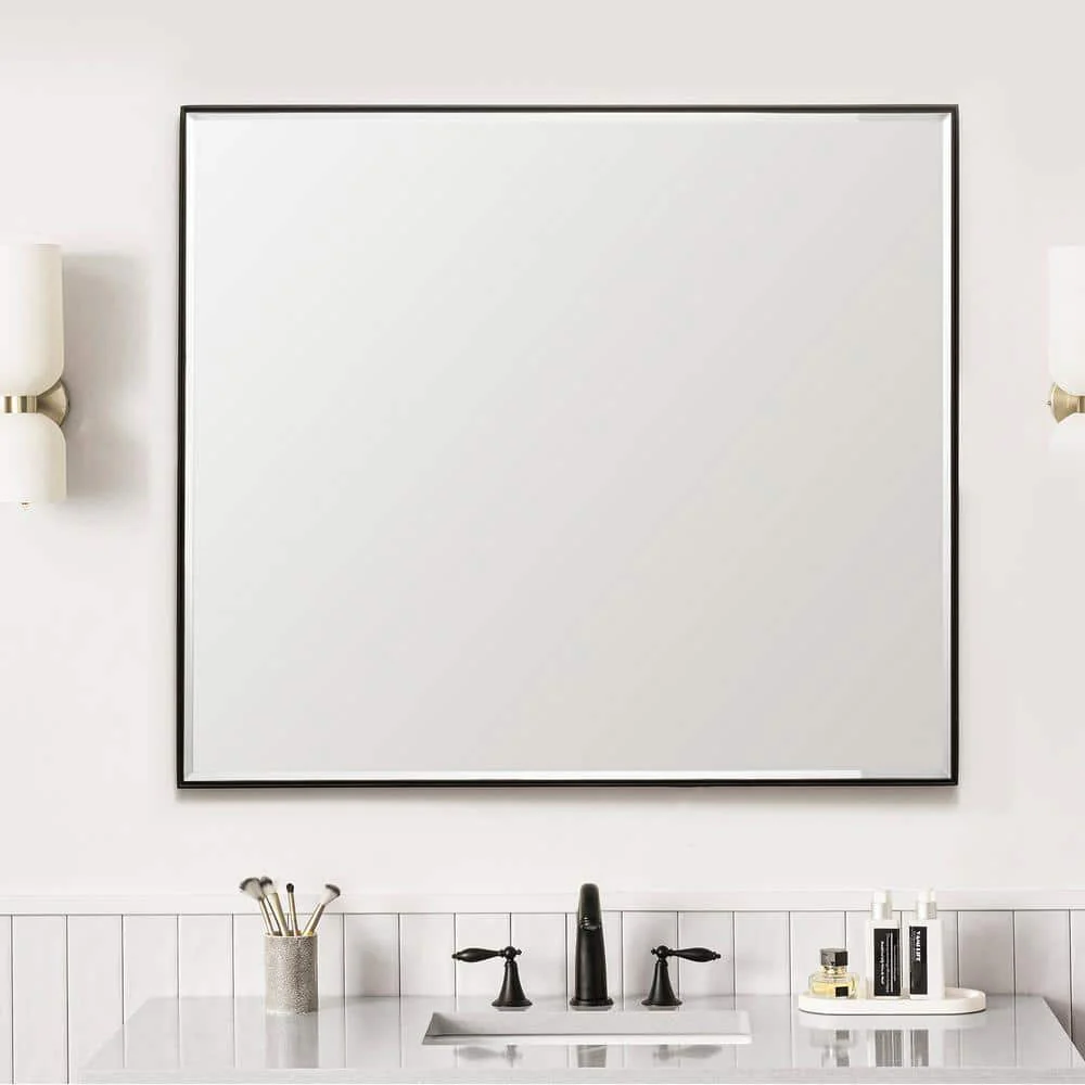 James Martin Vanities Rohe 36" x 42" Matte Black Rectangular Bathroom Vanity Mirror - Image 6