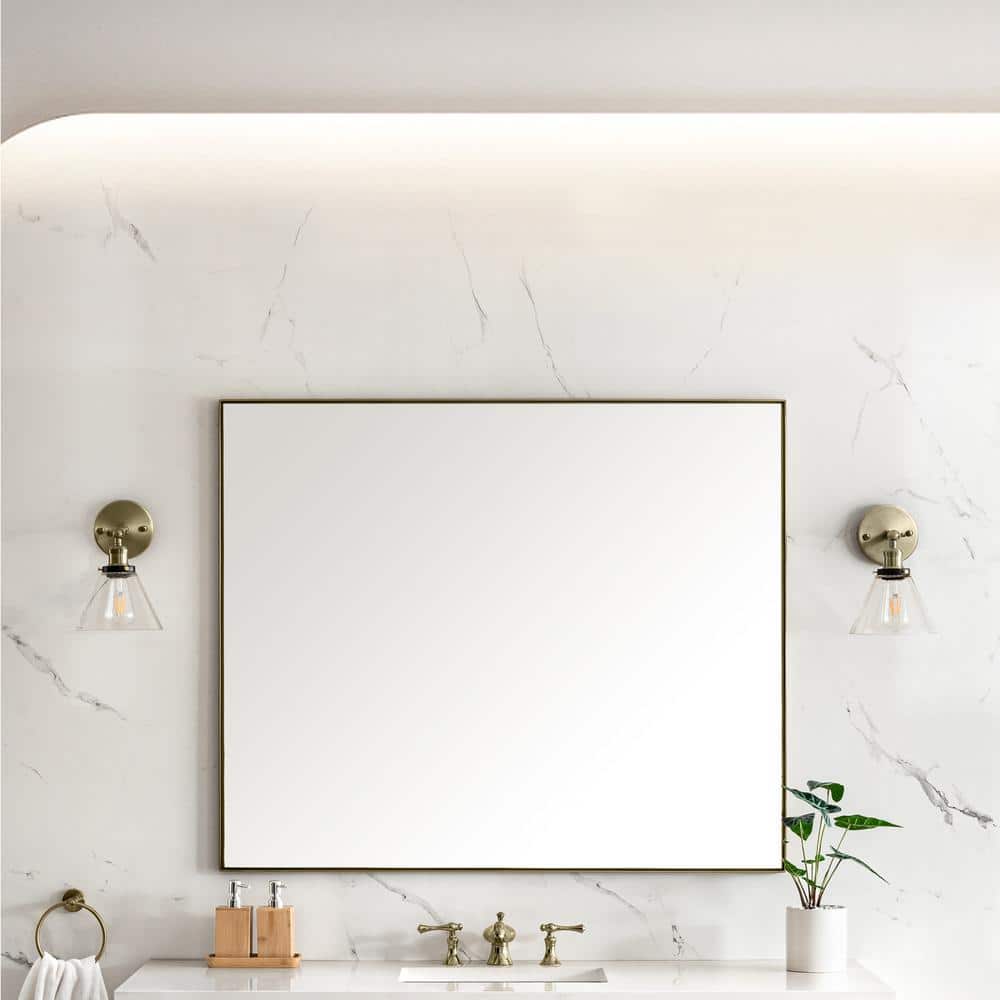James Martin Vanities Rohe 48" x 40" Champagne Brass Rectangular Bathroom Vanity Mirror - Image 4