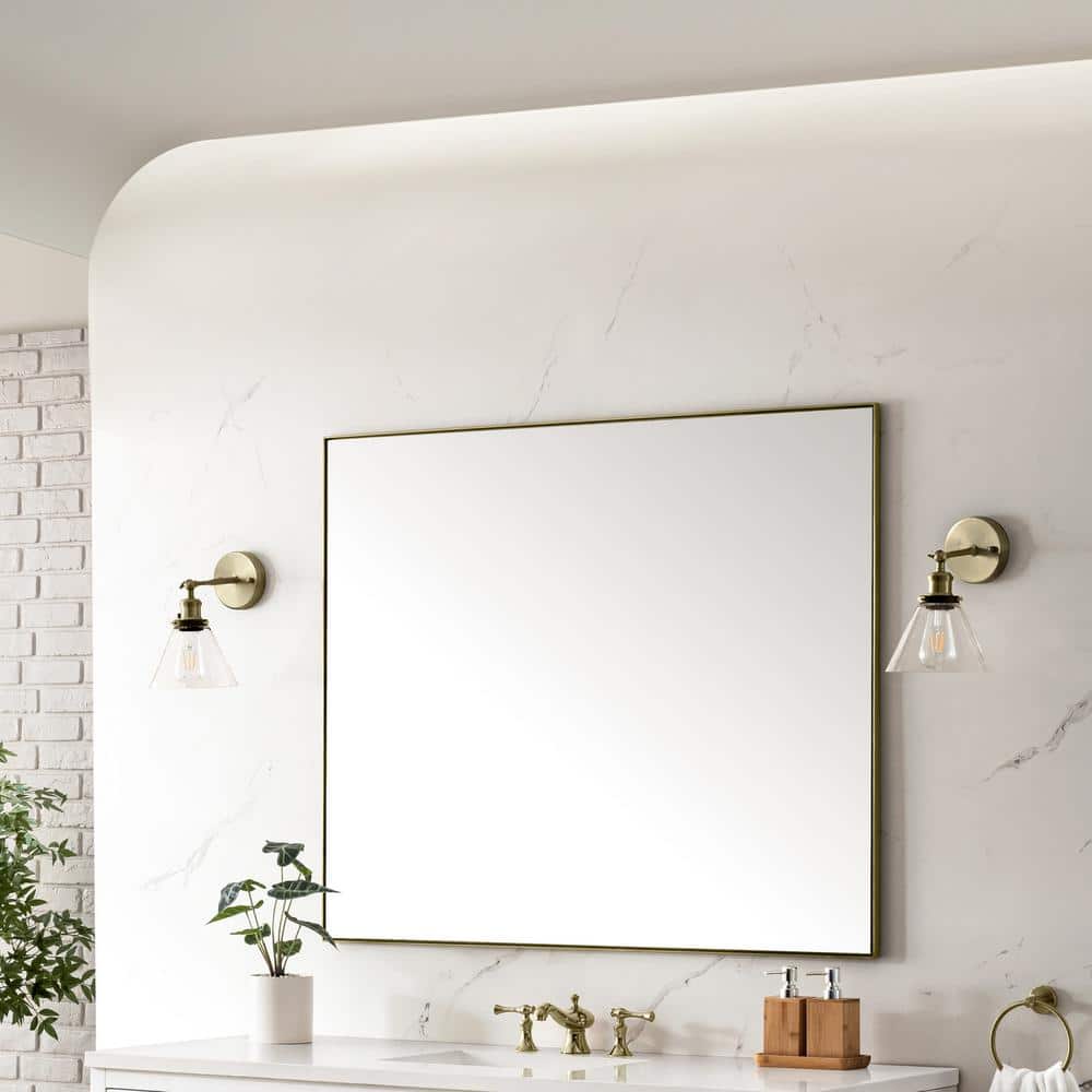 James Martin Vanities Rohe 48" x 40" Champagne Brass Rectangular Bathroom Vanity Mirror - Image 5