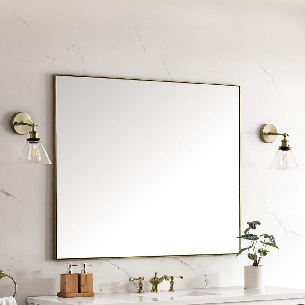 James Martin Vanities Rohe 48" x 40" Champagne Brass Rectangular Bathroom Vanity Mirror - Image 7