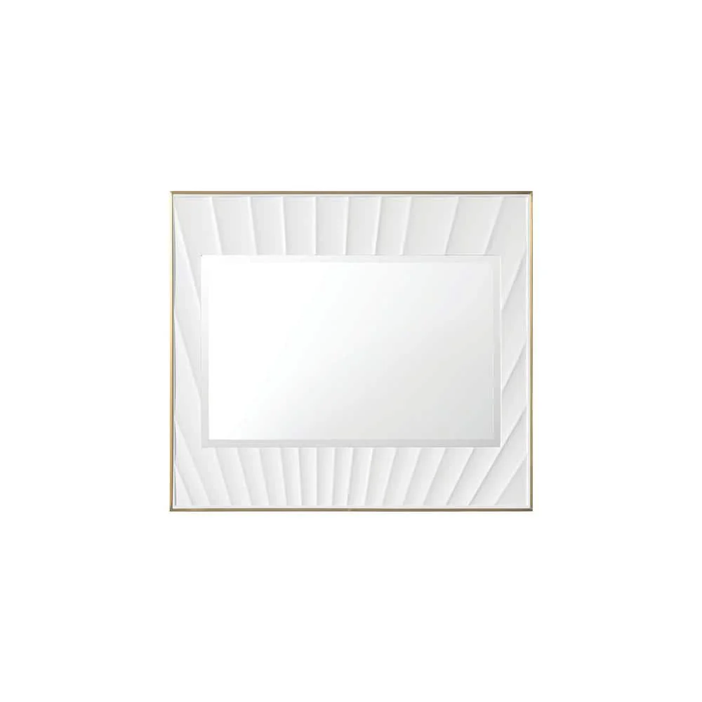 James Martin Vanities Soleil 35.9" Round Bathroom Vanity Mirror - Matte White with Gold - Image 3