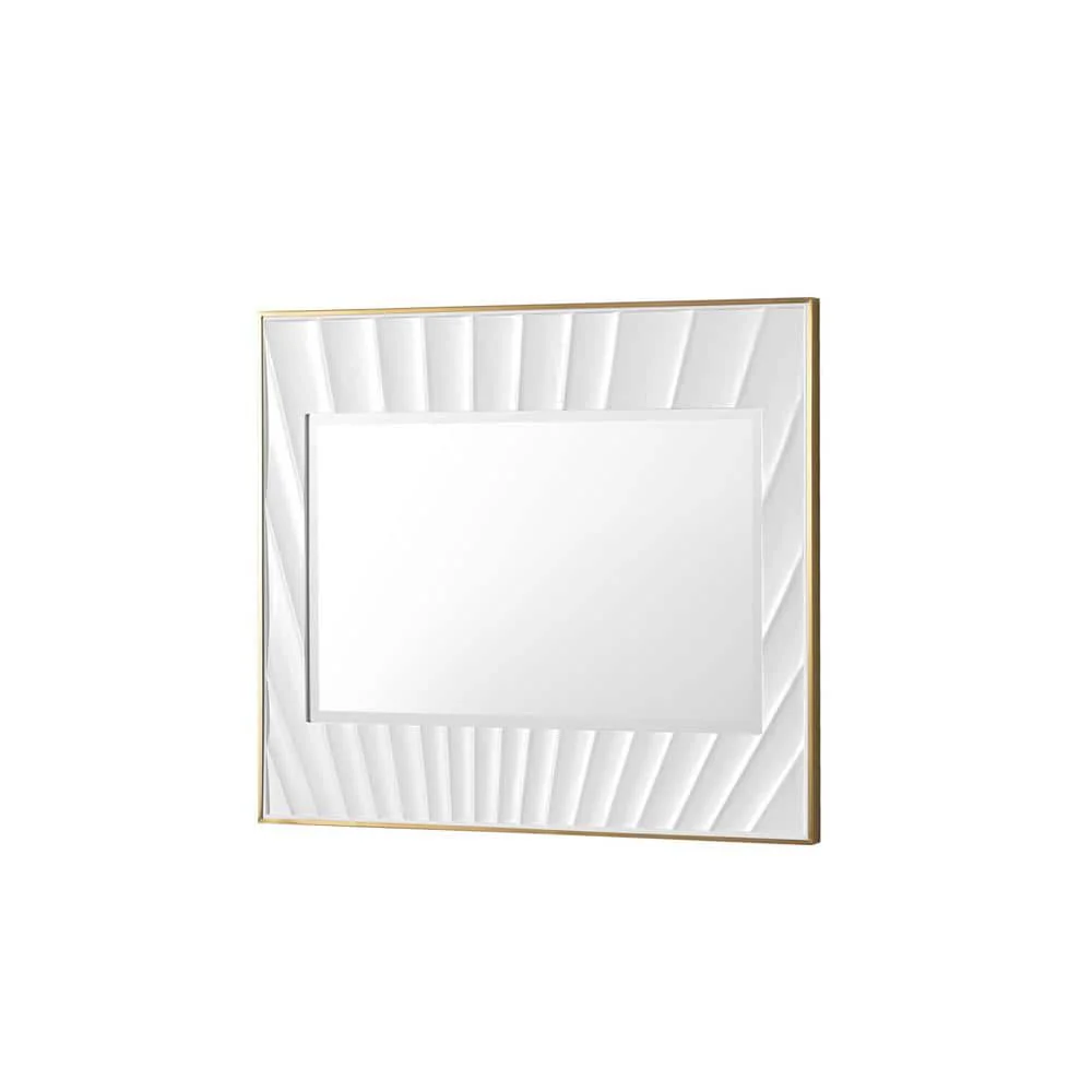James Martin Vanities Soleil 35.9" Round Bathroom Vanity Mirror - Matte White with Gold - Image 4