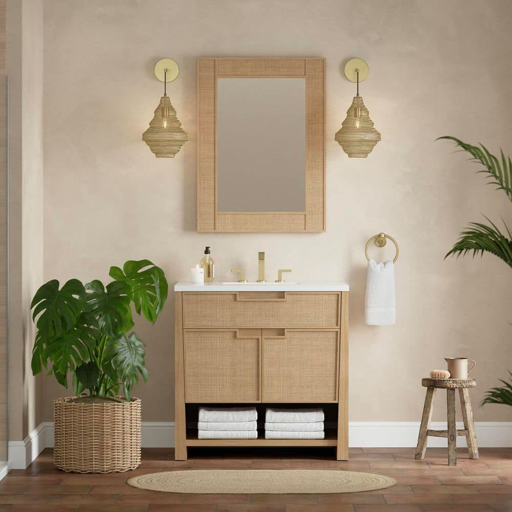 James Martin Vanities Solene 28" x 38" Seaside Oak Vanity Mirror - Image 4