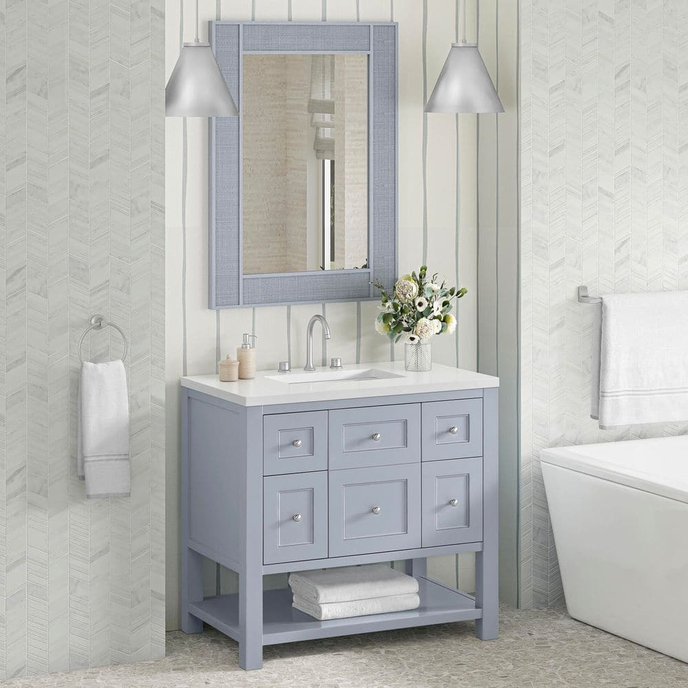 James Martin Vanities Solene 28" x 38" Serenity Blue Vanity Mirror - Image 2