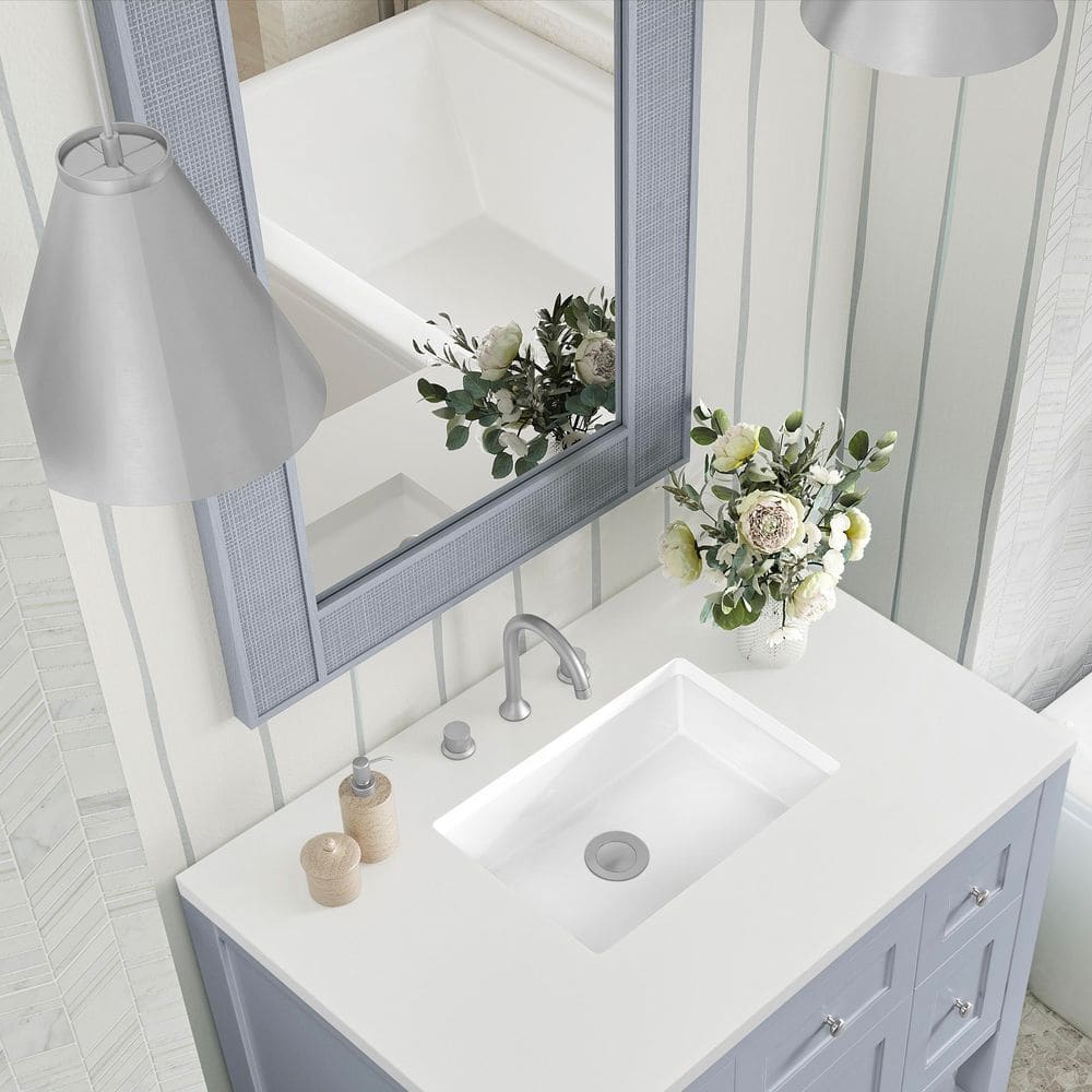James Martin Vanities Solene 28" x 38" Serenity Blue Vanity Mirror - Image 5